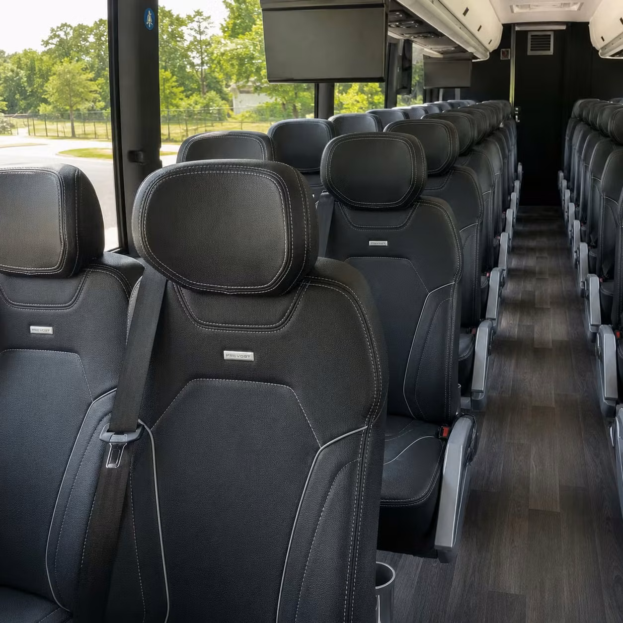 56 passenger charter bus inside